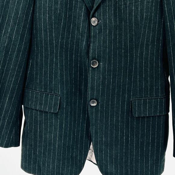 Vintage 90s Hugo Boss Black Pinstripe Three-Button Blazer Jacket - Picture 3 of 8